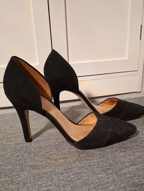 Madewell Black Suede D'Orsay Pointed-Toe Heels
